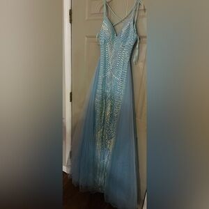 Elegant Blue and Gold Gown